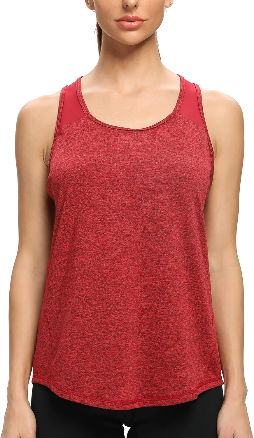 Workout Tops for Women Mesh Racerback Yoga Tank Tops Sleeveless Athletic Running Gym Shirts Black Red